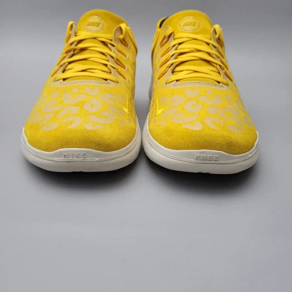 Nike Free RN 2018 Cheetah Print Yellow Low Top Lace-Up Sneakers Size 9.5